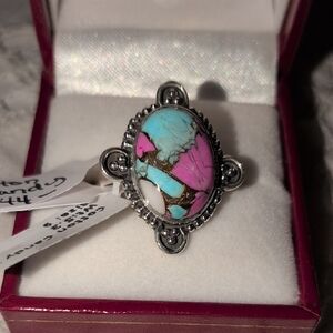 Sterling Silver Ring with Cotton Candy Stone